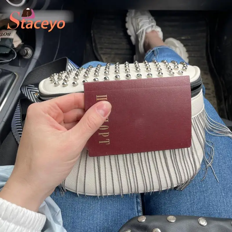 Luxury Woman Chest Bag Fashion Tassel Leather Large Capacity Crossbody Chest Bag Women Waist Bag Casual Rivet Desing Travel Pack
