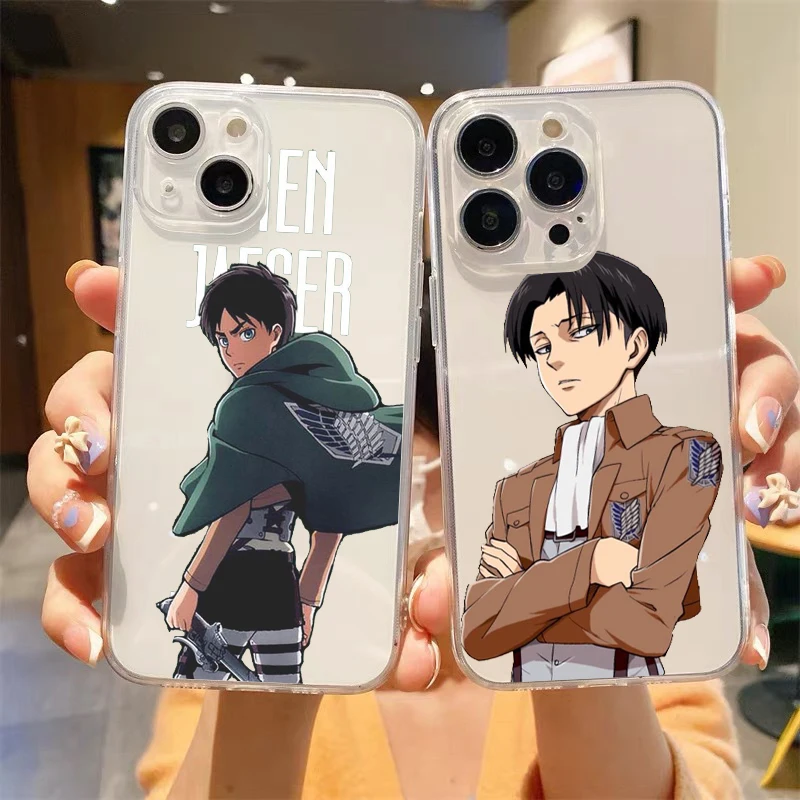 

Attack on titan Eren Yeager Clear Phone Case For iPhone 14 13 11 12 Pro Max X XR XS 7 8 Plus SE Soft Silicone Cover Coque Funda