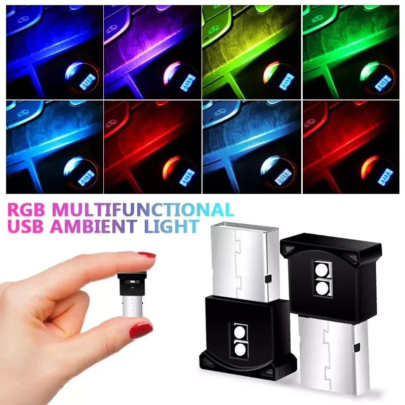 

1PC USB Mini Car Atmosphere Light USB Wireless LED Car Interior Neon Ambient Lamp Emergency Colorful Lamp Car Accessories