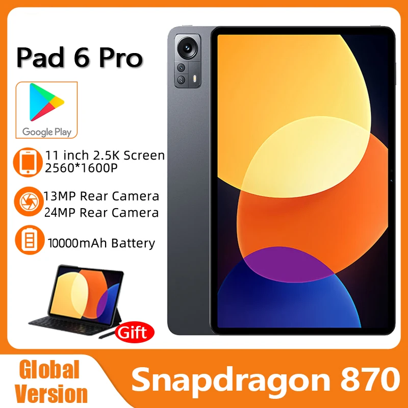 

11 дюймовый планшет Pad 6 Pro с процессором Snapdragon 870, Android планшет 120 Гц, 2,5 k, HD экран, 12 Гб, 512 ГБ, планшет 10000 мАч, семейный планшетный ПК с Wi-Fi
