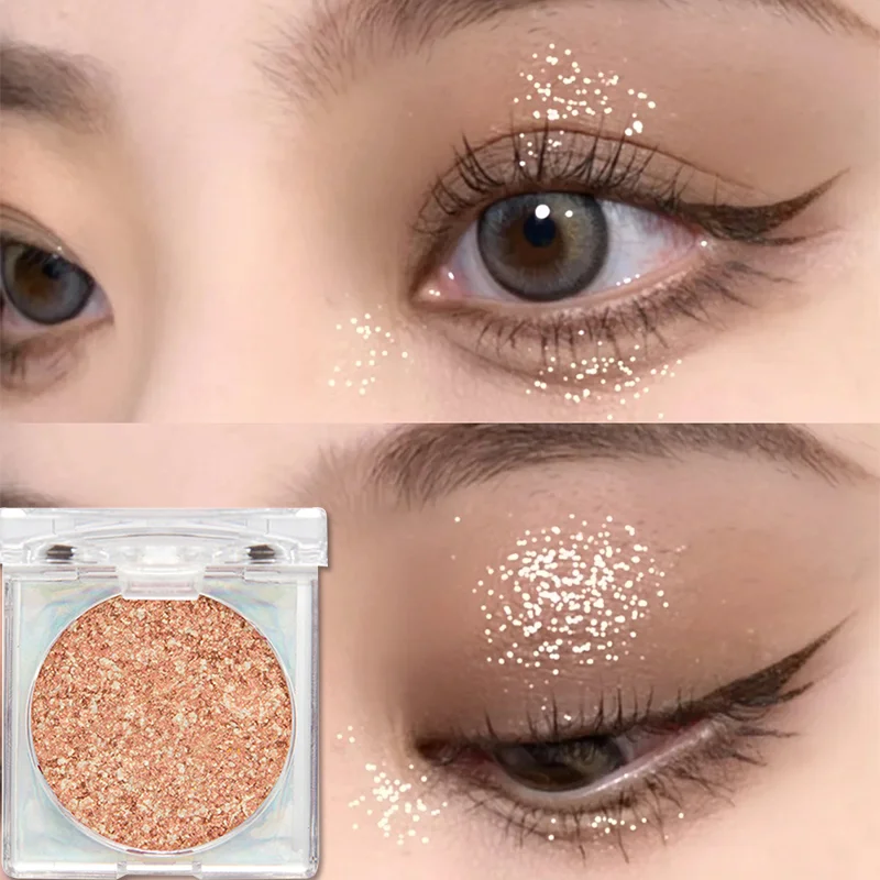 

Pearlescent Diamond Eyeshadow Waterproof Lasting Color Rendering Champagne Golden Glitter Sequin Eyes Brightening Highlighter