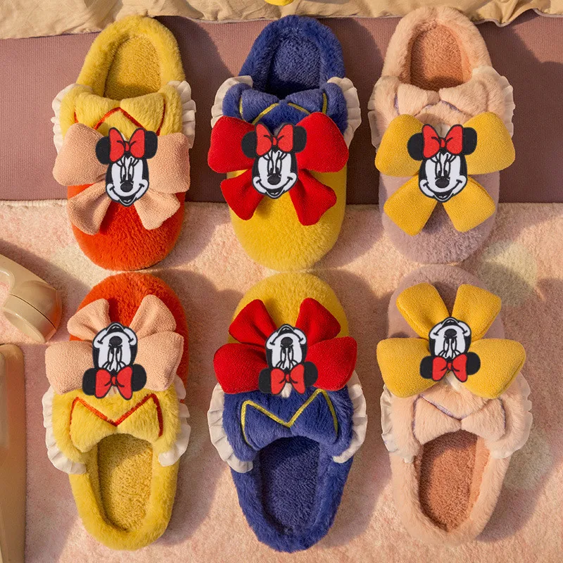 

Disney Big Children's Cartoon Minnie Mickey Non-slip Soft Bottom Boys and Girls Thicken Warm Home Shoes Slippers Cotton Shoes
