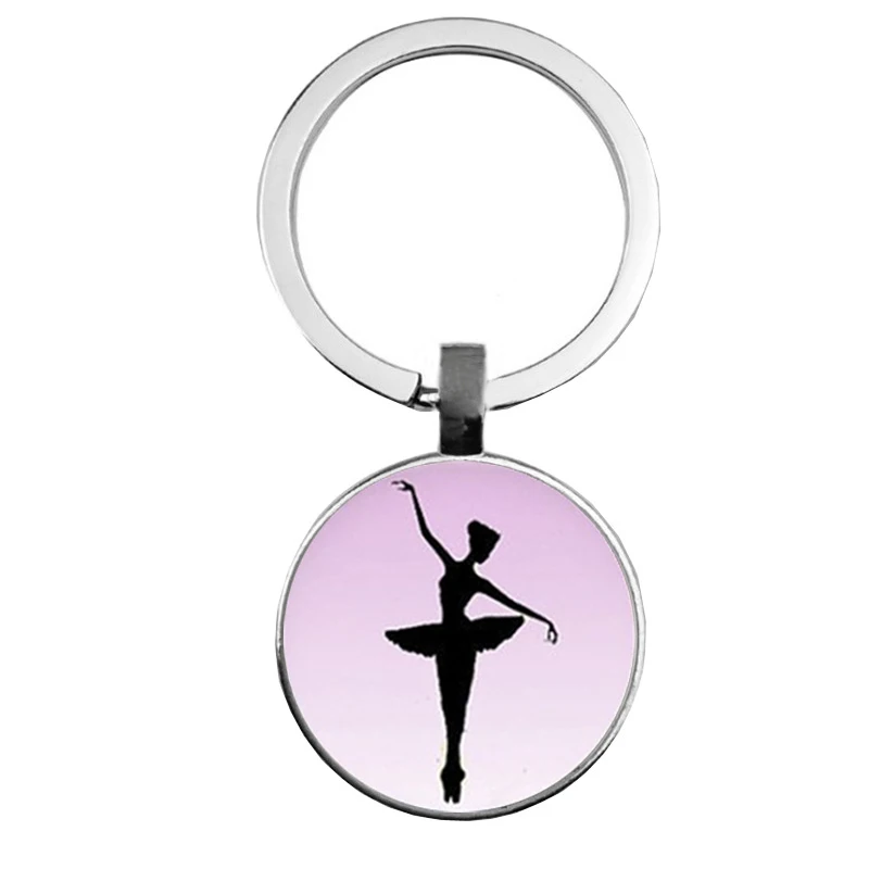 Брелок для ключей со стеклянной выпуклой балериной девушкой брелок с рисунком