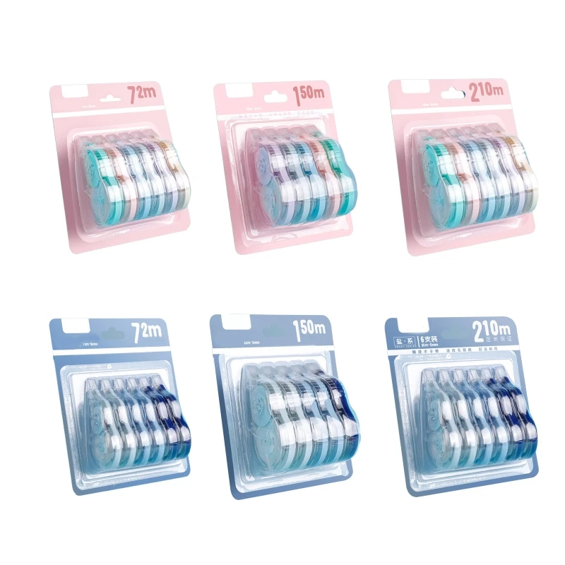 

6Pcs Correction Tape Pen Set White Out Correction Tapes Refillable Width 5mm Extra Length Tape Eraser for Student School