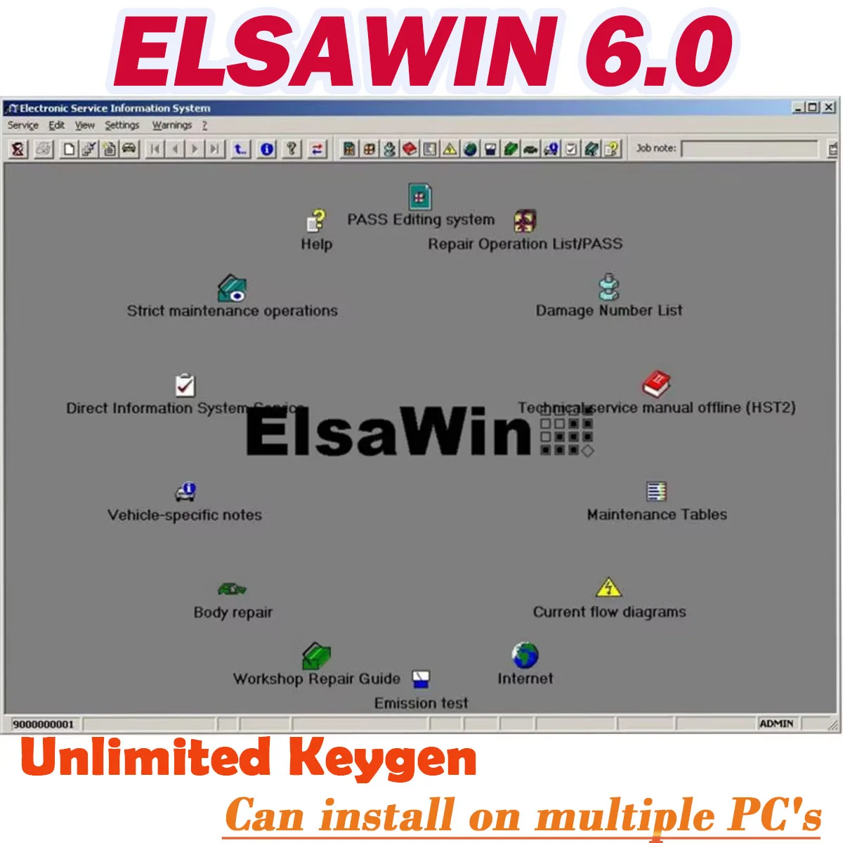 2024 Новая группа программного обеспечения для авторемонта ElsaWin 6.0 Работает V-W Для