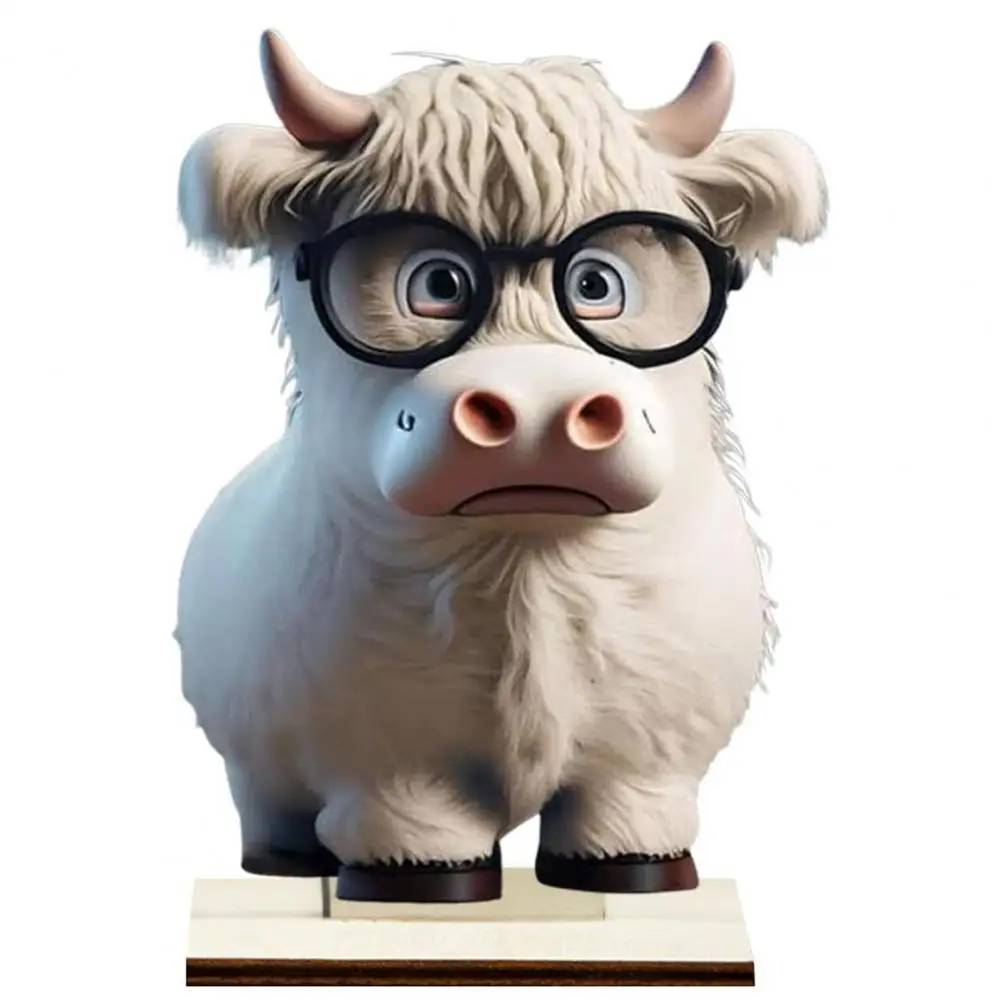 

Christmas Ornament Vivid Cartoon Highland Cow Ornament Fine Crafted Wooden Table Decor for Home with Cute Design Valentine Day