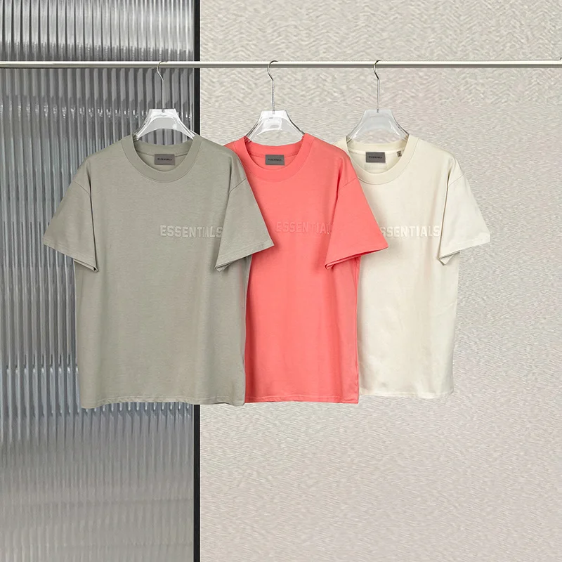 

Oversized T-Shirt New Essentials Flocking T-Shirts Summer Men and Women Hip-Hop Cotton Loose Sports short sleeve Tees