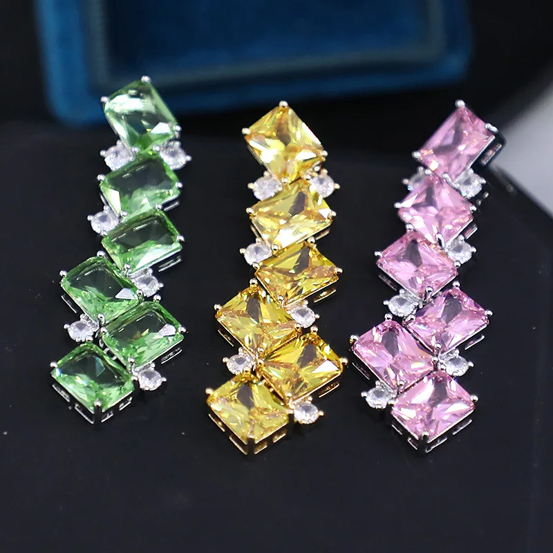 Сцепляющиеся Комбинированные Серьги с микро-инкрустацией из циркония