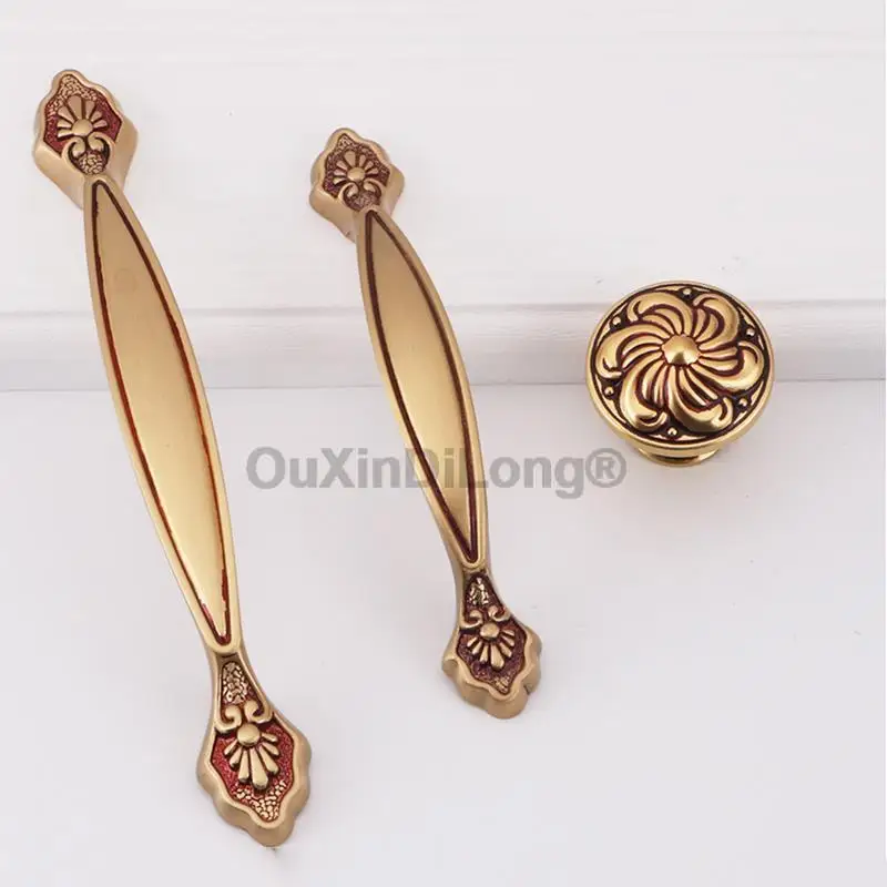 

2PCS Copper Cabinet Knobs Drawer Shoe Cabinet Handle European Wardrobe Door Handle Golden American Brass Furniture Handle ZO57