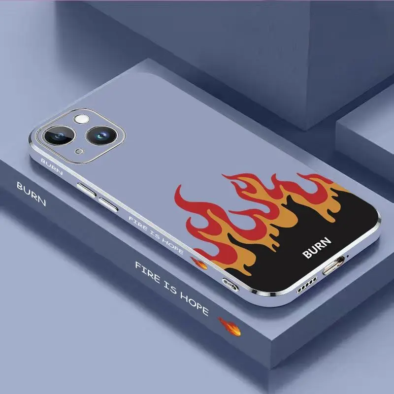 Fierce Fire Luxury Plating Phone Case For iPhone 14 13 12 11 Plus Pro Max Mini X XR XS SE2020 8 7 6 6S Plus Cover