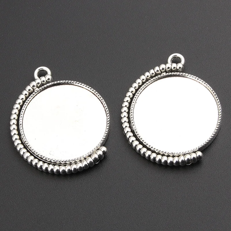 

5Pcs Silver Color Hanging Round Mirror Charms Making Women Beauty Pendant Choke Bracelet Jewelry Accessories 36X30mm A3280