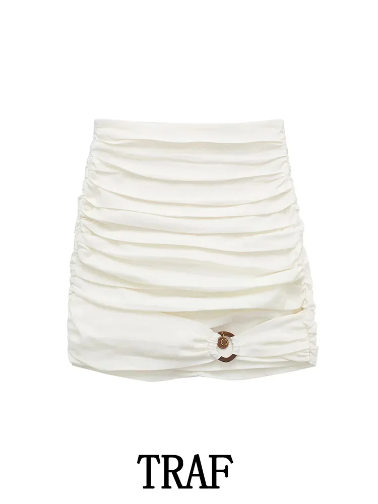 

Женская облегающая мини-юбка с рюшами, с завышенной талией