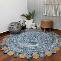 rug denim reversible handmade braided rug rustic modern rustic look area carpet home entrance floor decoration