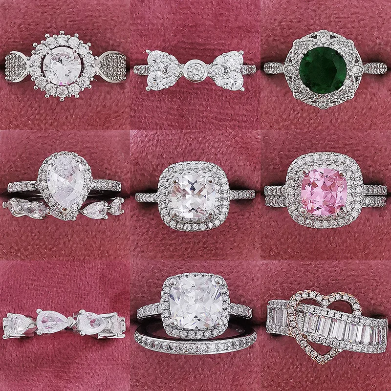 Серебряный цвет 2024 новый тренд обручальное кольцо набор для женщин вечность