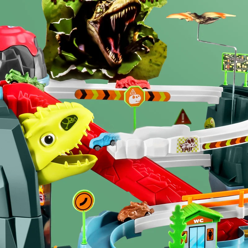 Электрический рельсовый путь динозавра игрушки-пазлы приключения с изгибом
