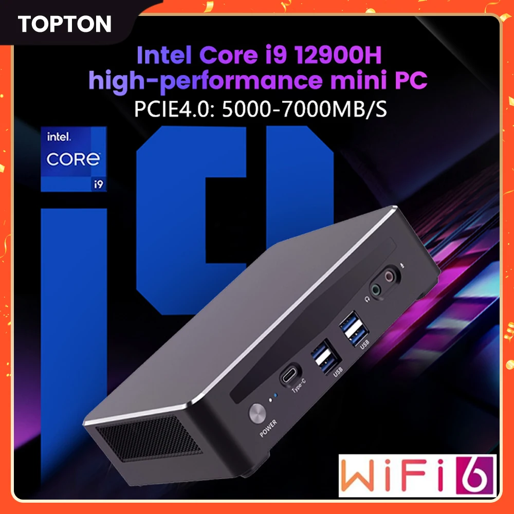 

12th Gen Alder Lake Mini PC Intel i9 12900H i7 12700H 14 Cores 20 Threads Windows 11 PCIE4.0 2*LAN Gaming Desktop Computer WiFi6