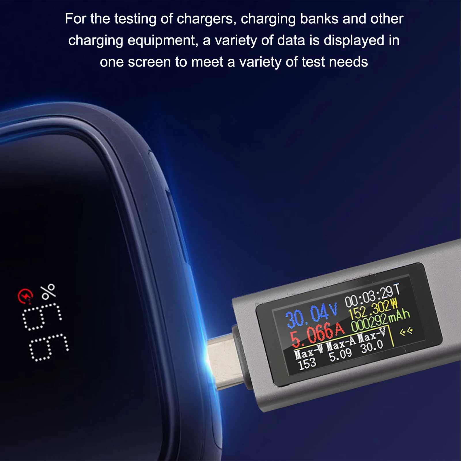 Запись емкости Type-C Измеритель напряжения 2302C USB-метр Двунаправленный тест тока