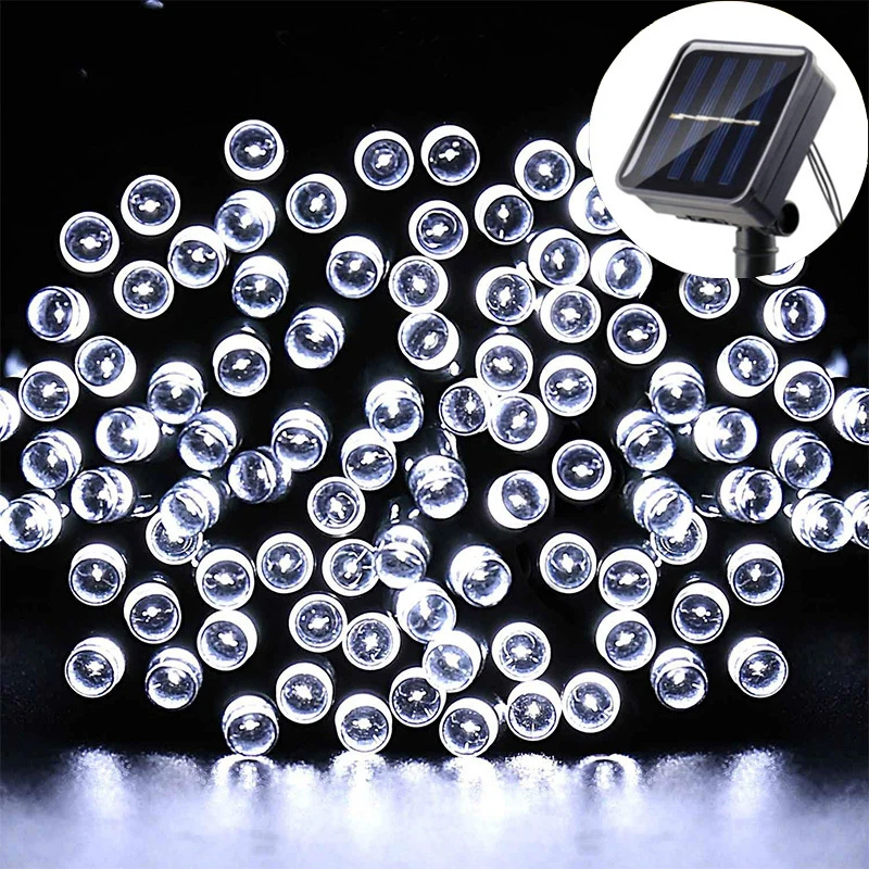 

Светодиодная гирлянда на солнечной батарее, водонепроницаемая уличная лампа-лента для внутреннего дворика, свадебной вечеринки, сада, Рождества, 5 м