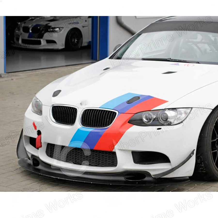 Фото Для BMW E90 E92 E93 M3 2007-2013: Накладки-сплиттеры (канарды) на передний бампер из настоящего карбона и FRP, гоночные аэродинамические элементы, комплект обвеса №5