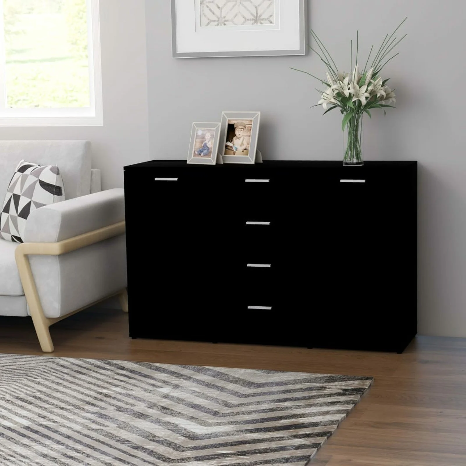

Sideboard Black 47.2"x14"x29.5" Chipboard