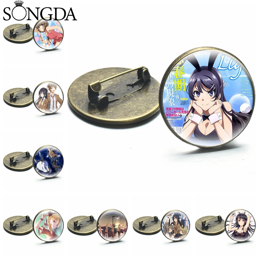 

Anime Rascal Does Not Dream of Bunny Girl Badge Sakurajima Mai Brooch Pin Cartoon Figures Collection Clothes Pins Jewelry Gifts