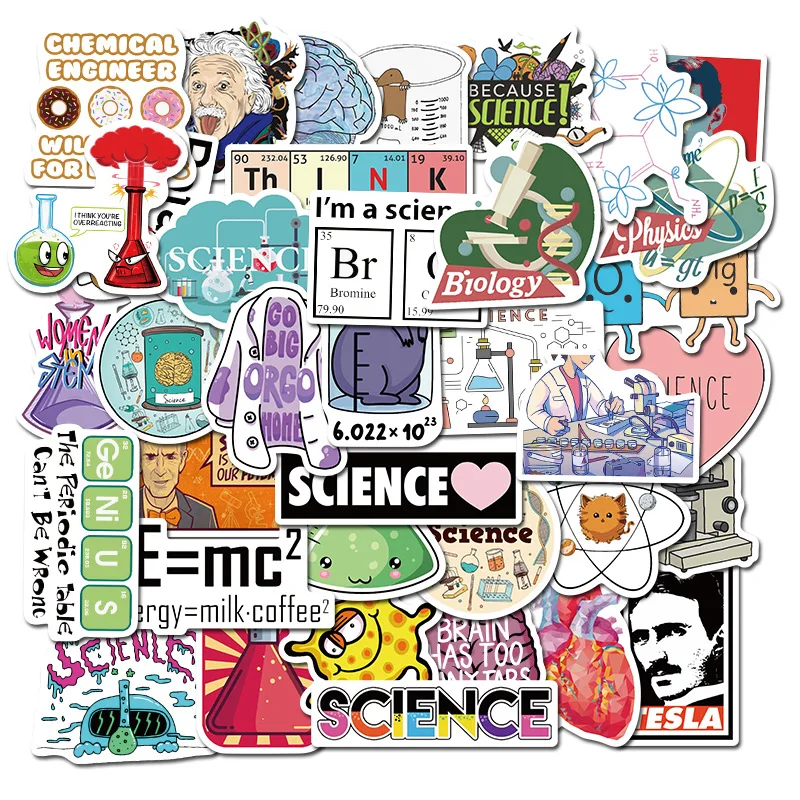 

50PCS Science Lab Series Boy's Toys Stationery Books Personality Decorative Graffiti Stickers Children's Toys Wholesale