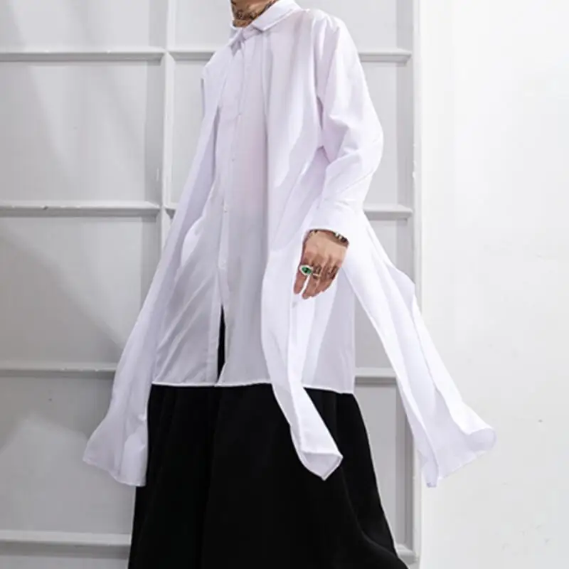 

Spring and Summer Men's New Personality Custom Plus Size Fashion Slim Fake 2 Long-sleeved Shirts S-4XL