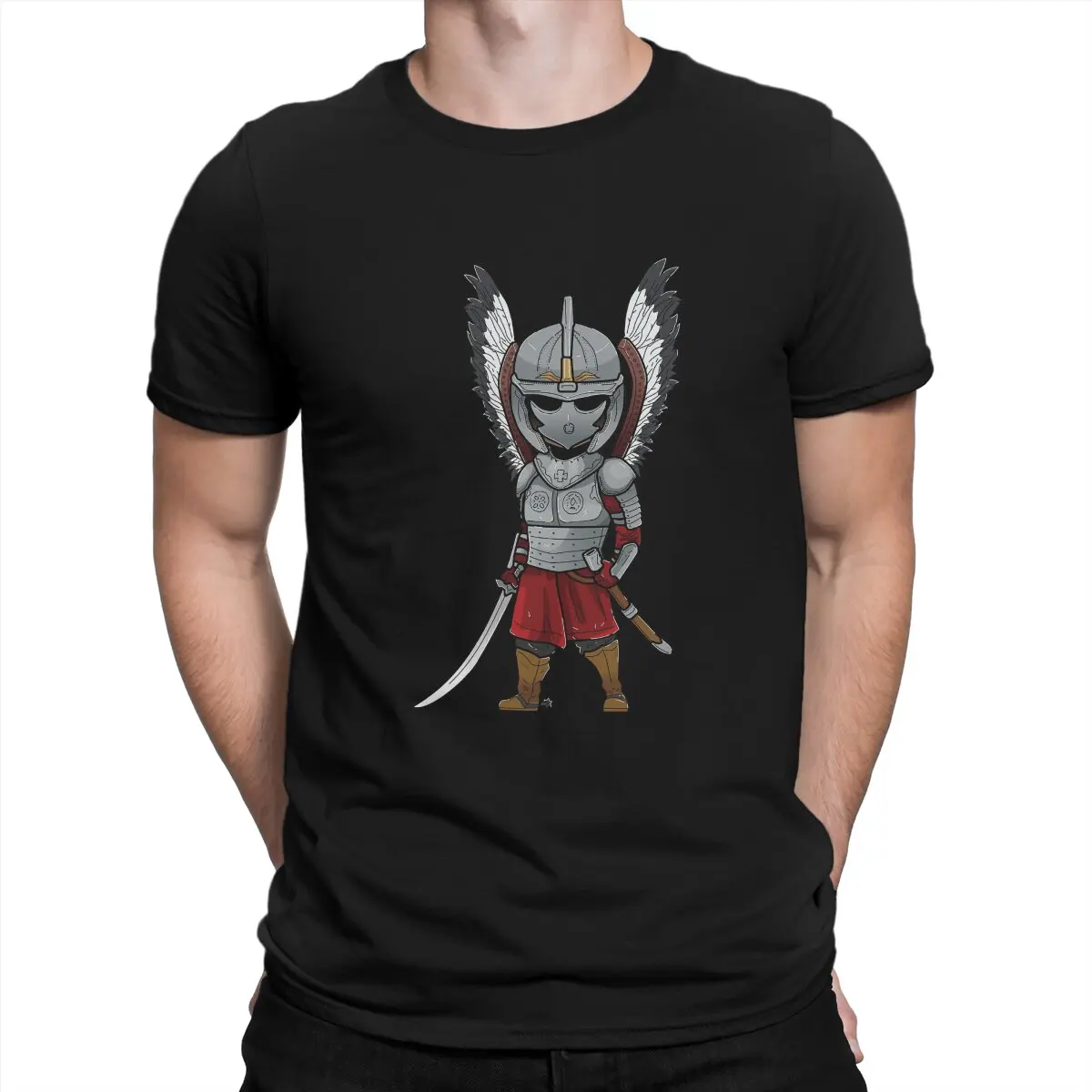 Novelty Polish Fighter T-Shirts for Men Round Collar Pure Cotton T Shirts Winged Hussar Short Sleeve Tee Shirt Gift Idea Clothes