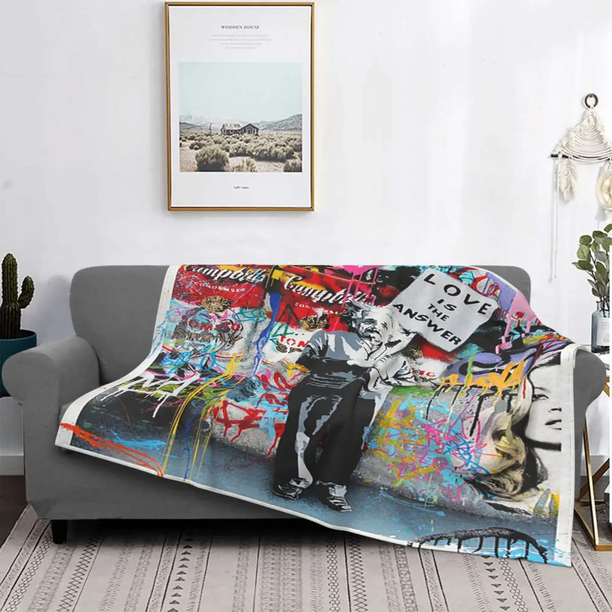 

Бэнкси стрит-арт одеяло из кораллового флиса плюшевый принт граффити искусство промывка мозга портативный теплый плед одеяло для дивана на...