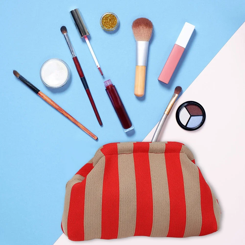 Женский Вязаный Клатч Trikotaj Контрастных Цветов Полосатая Сумка Из Мягкой