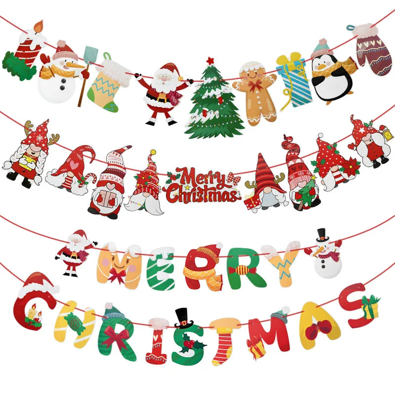 

Christmas Banner Garland 2023 Merry Christmas Decorations For Home Santa Snowman Elk Hanging Ornaments Xmas Gift Navidad Decor