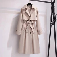 women autumn long trench coat double breasted slim female outwear fashion windbreaker loose casual korean style chic clothing