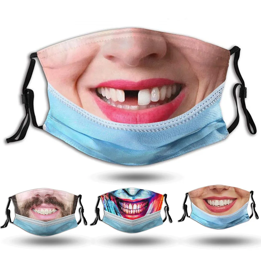 

Halloween Funny Cosplay Masks Happy Big Beard Clown Women Men Face Mouth Protection Dustproof Reusable Adult Unisex Mask