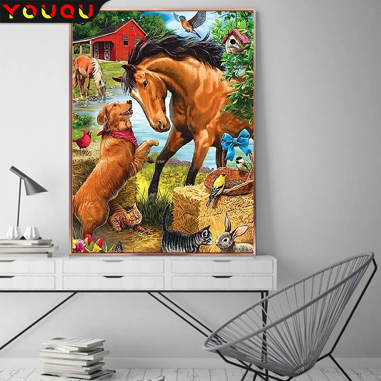 

YOUQU Серия животных, алмазная живопись, сделай сам, алмазная вышивка 5D, мозаика, картина, красивое украшение, рукоделие, искусство, подарок