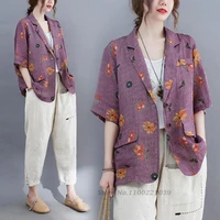 2022 traditional chinese vintage business suit tang suit women flower print hanfu chinese retro clothing top improved hanfu suit