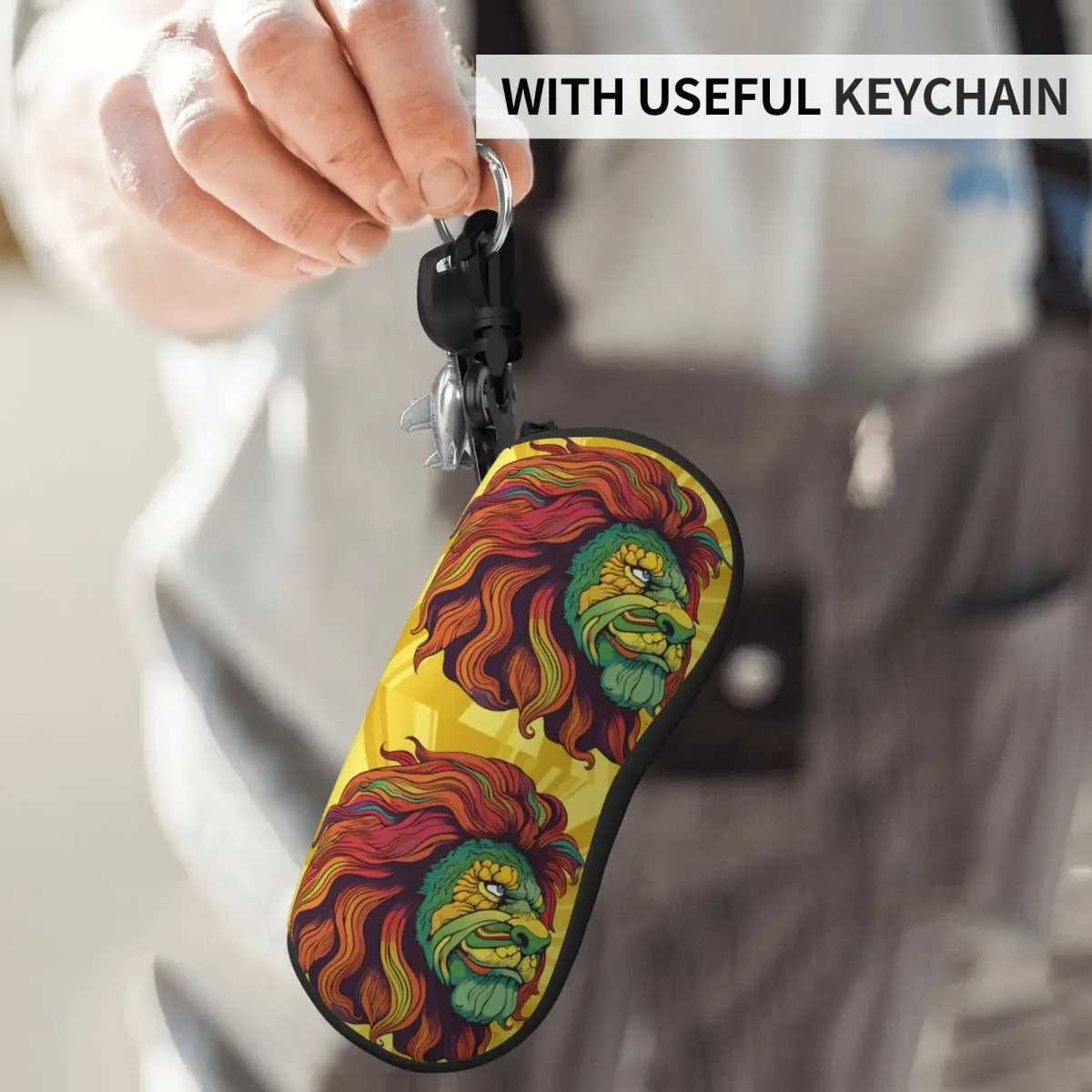 

Lion Vertical Glasses Case Character Comic Men Women Original Sunglasses Pouch Retro Pocket Eyeglasses Storage