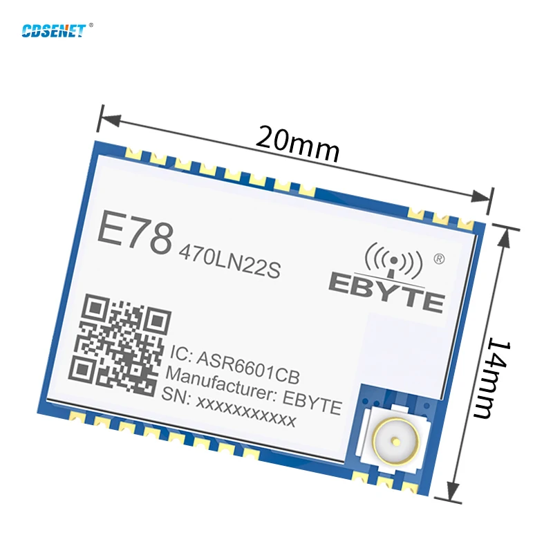 E78-470LN22S(6601) LoRaWAN ASR6601 CDSENET DIY LoRa SoC RF модуль 22 дБм 470 МГц IPEX/Stamp отверстие беспроводной