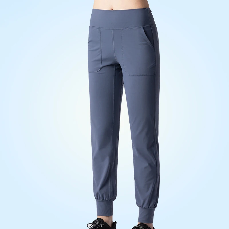 Xlwsbcr Women Naked-feel Fabric Loose Fit Sport Active Lounge Jogger Elastic Leggings with Two Side Pockets Full Length