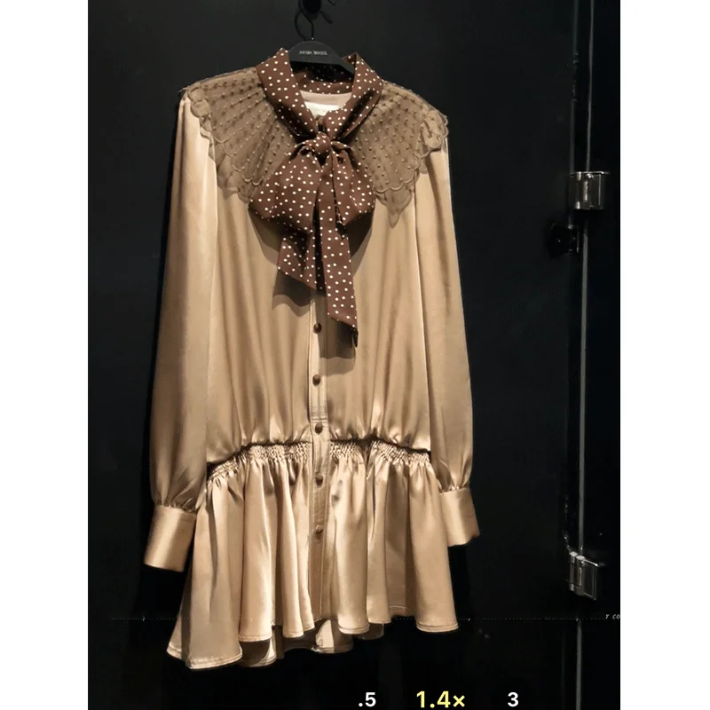 Новое осеннее роскошное кружевное атласное платье с вышивкой в стиле пэчворк