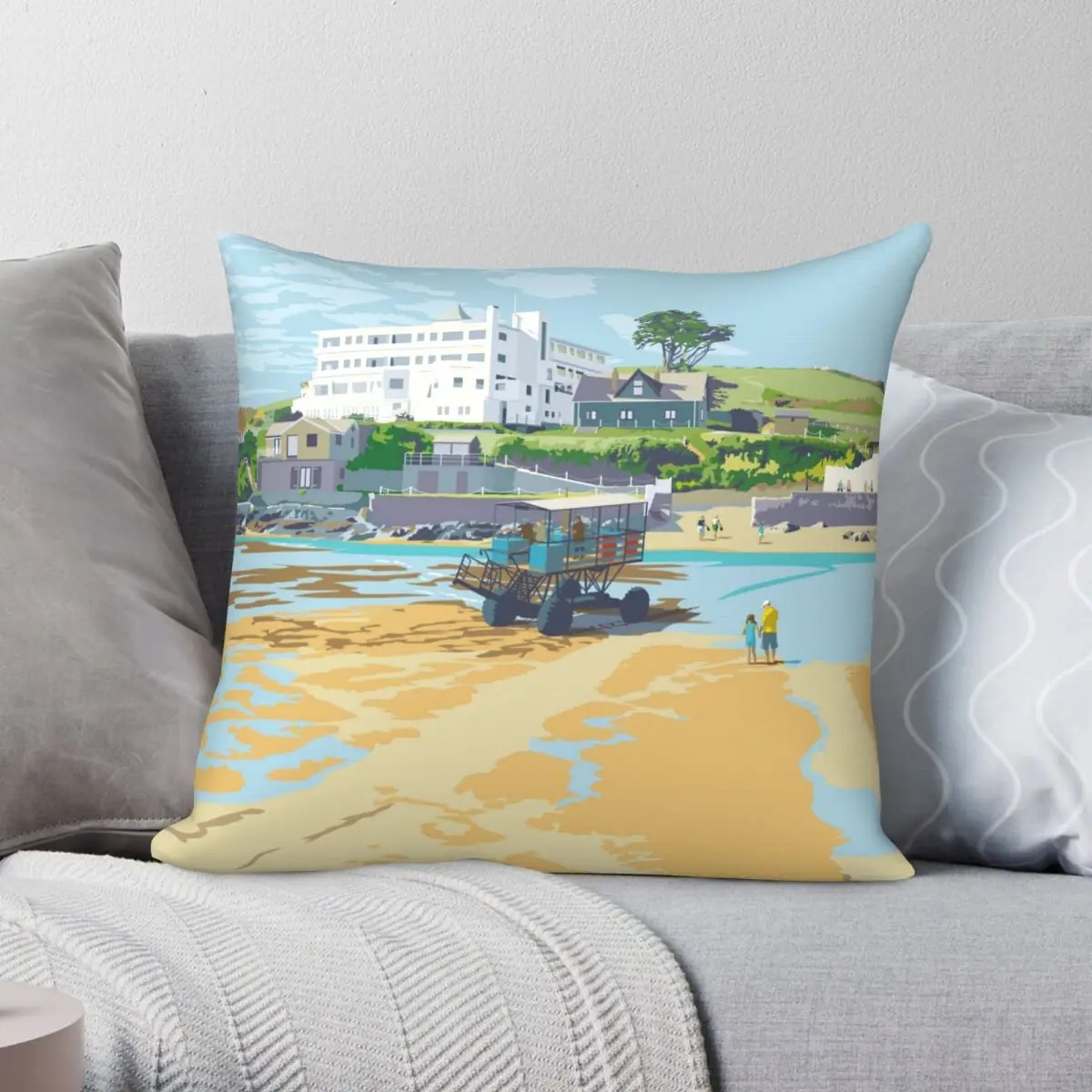 

Квадратный чехол для подушки Burgh Island Devon, полиэстеровый льняной бархатный чехол на молнии с узором, декоративный чехол для детской подушки, 18...
