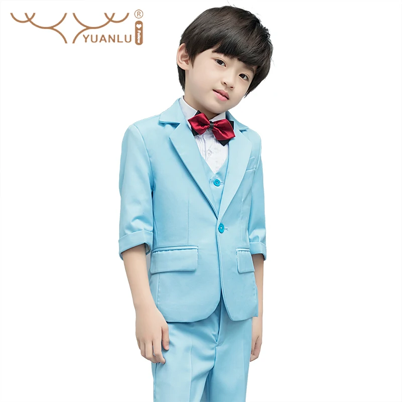 Kids Fashion Suits 2022 Boys Summer Skinny Suit Blazer Pants Dress Clothes Set Kids Party Performance Suit Crop