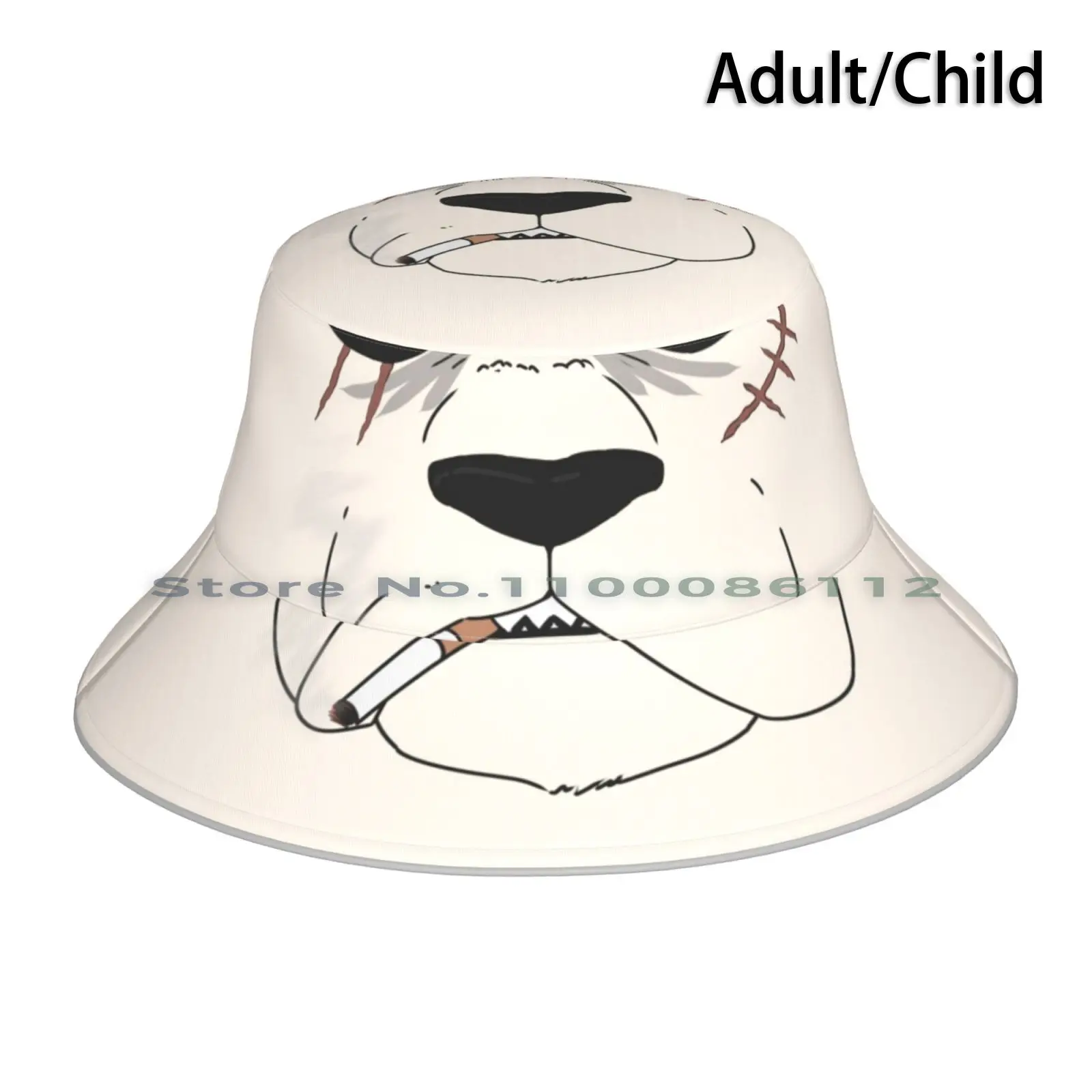 

Gouhin Muzzle Bucket Hat Sun Cap Beastars Gouhin Panda Bear Smoking Cigarette Muzzle Anthro Foldable Outdoor Fisherman Hat