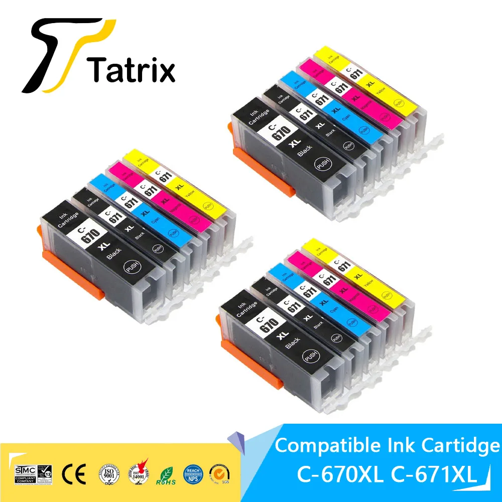 

Tatrix PGI 670XL CLI 671XL FOR CANON compatible ink cartridge for canon PIXMA MG5760/MG5765/MG5766/MG6860/MG6865/MG7760/MG7765