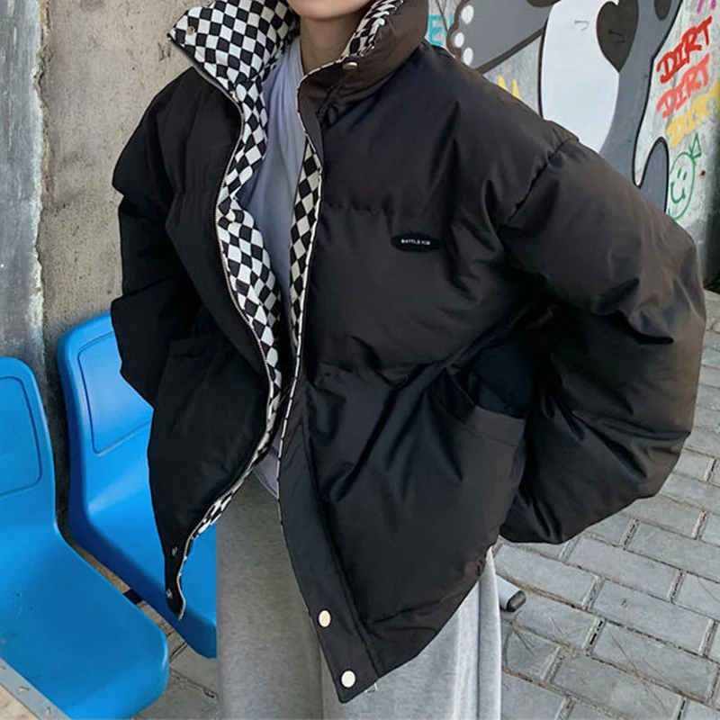 Versatile Women's Down Parka Loose Fashion Solid Long Sleeve Zipper Ladies Cotton Clothes Casual Thickening Outerwear 2022 New