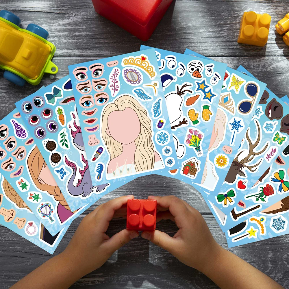 8/16 листов Наклейки-головоломки Принцессы Диснея Аниме замороженные наклейки с