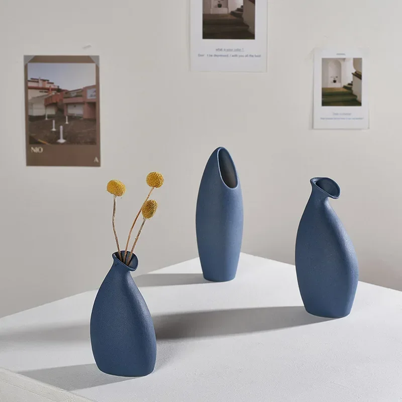 Средиземноморская синяя ваза для свежих сушеных цветов украшение дома цветочная