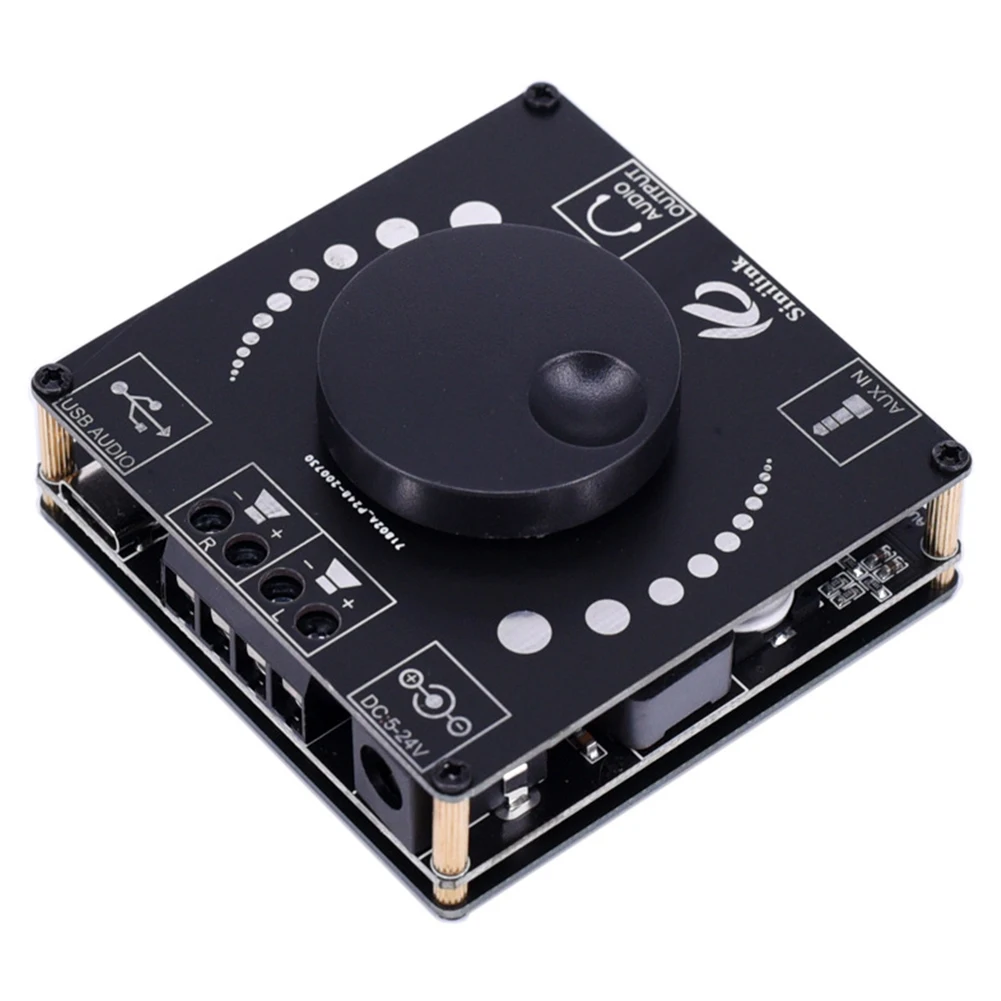 

50 Вт + 50 Вт HiFi двухканальный усилитель Bluetooth /AUX/USB-C Disk/USB-C, звуковая карта, аудиоплата, стерео, управление через приложение, динамик, модулятор