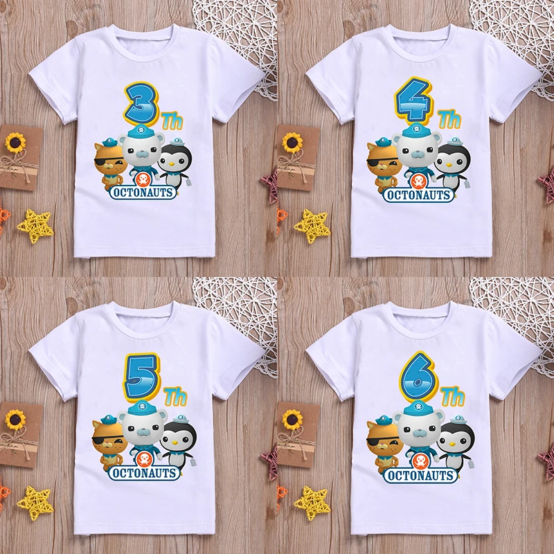 The Octonauts Cute T-Shirt Barnacles Kwazii Peso Animal Figures Print Boys Girls Clothes Tops Kids Summer Costumes Birthday Gift