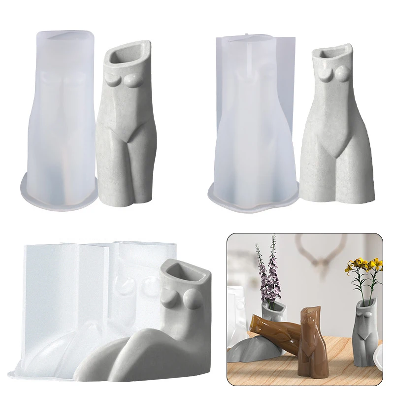 

DIY Crystal Epoxy Resin Female Shape Vase Mold Human Body Vase Table Jewelry Silicone Mold Office Decoration