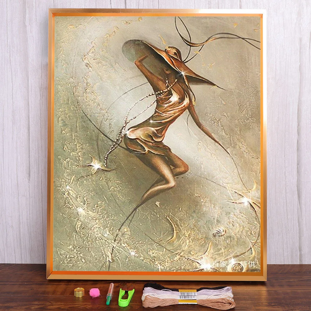 

Romantic Elegant Couple Ladies Pre-Printed 11CT Cross-Stitch Embroidery Patterns DMC Threads Sewing Painting Hobby Magic